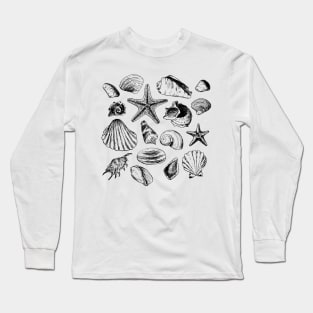 Vintage Seashells Illustration Long Sleeve T-Shirt